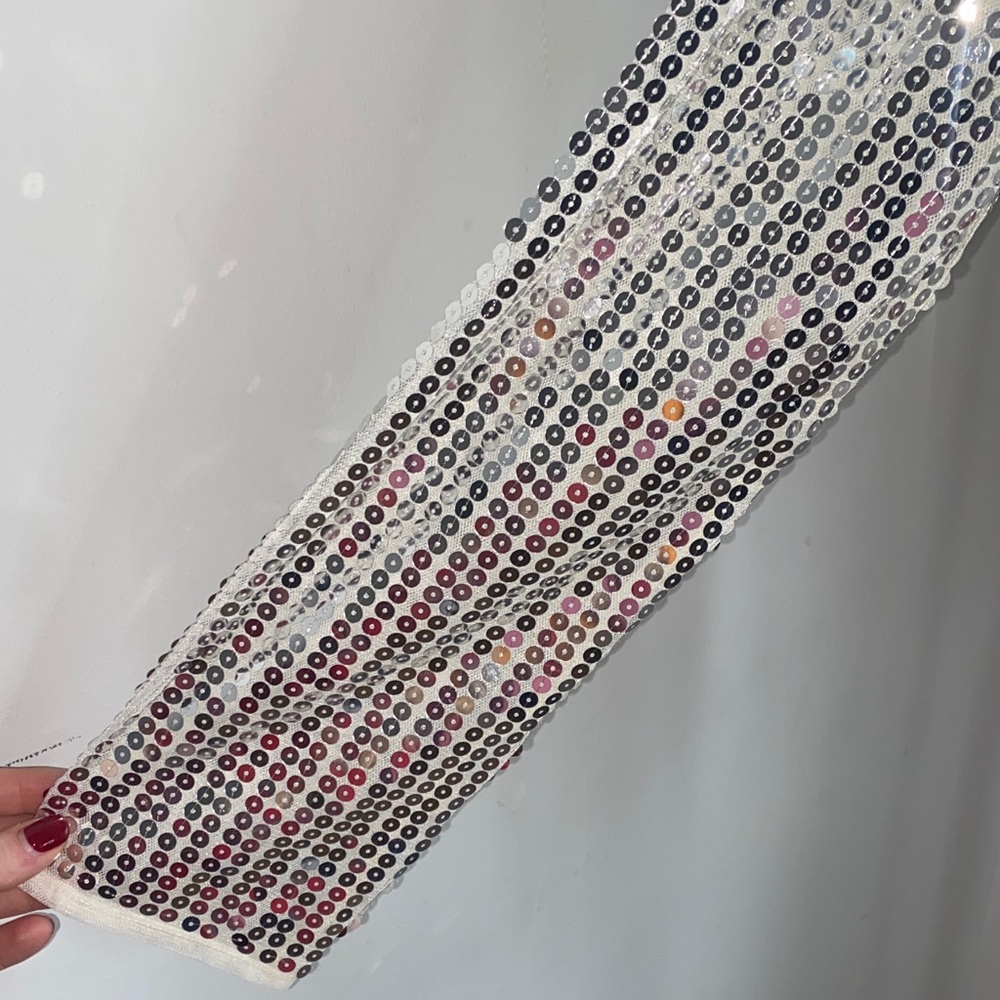 Endless Rose Silver Sequin Fringe Top - Picture 6 of 9